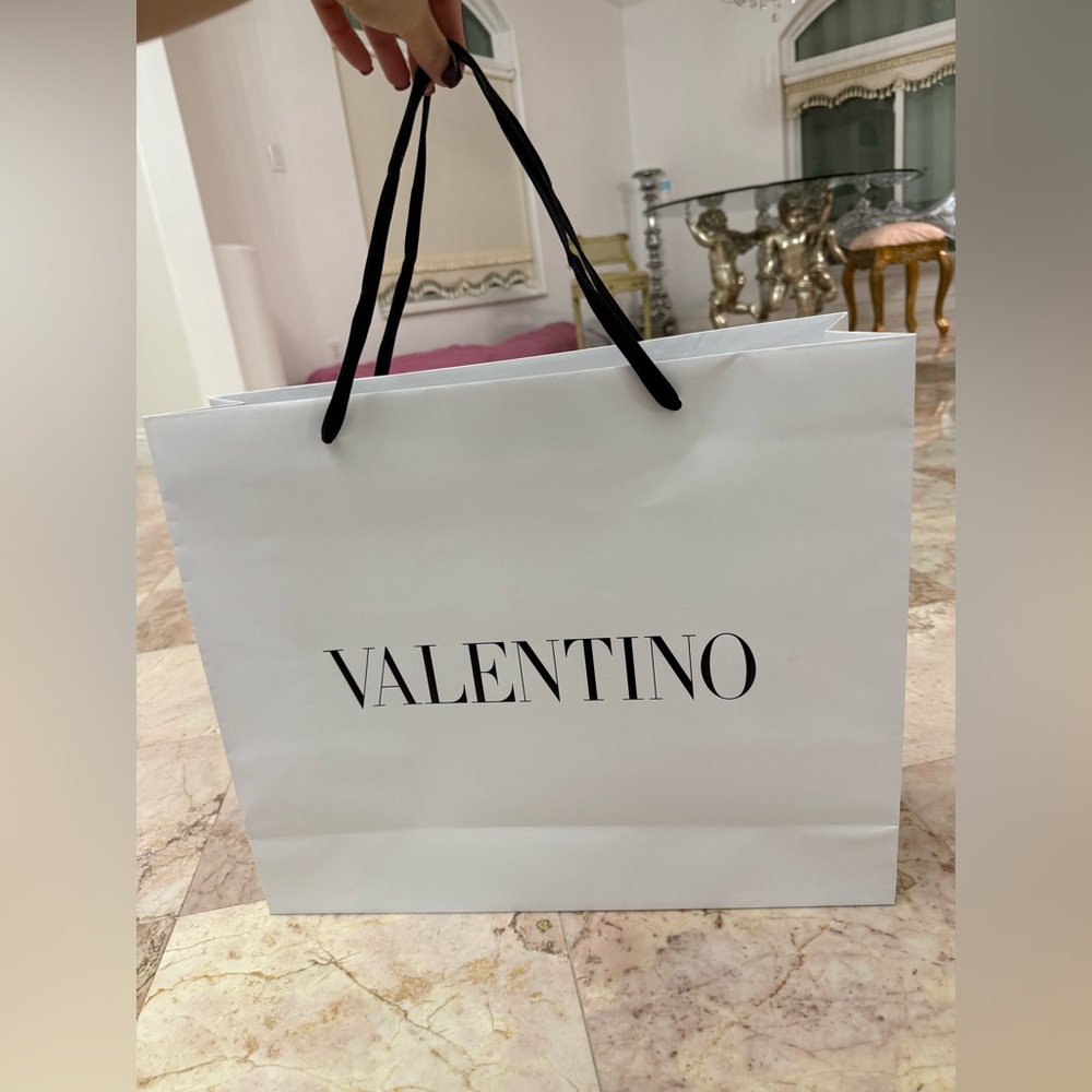 Valentino Jumbo White Gift Bag with Black Handles